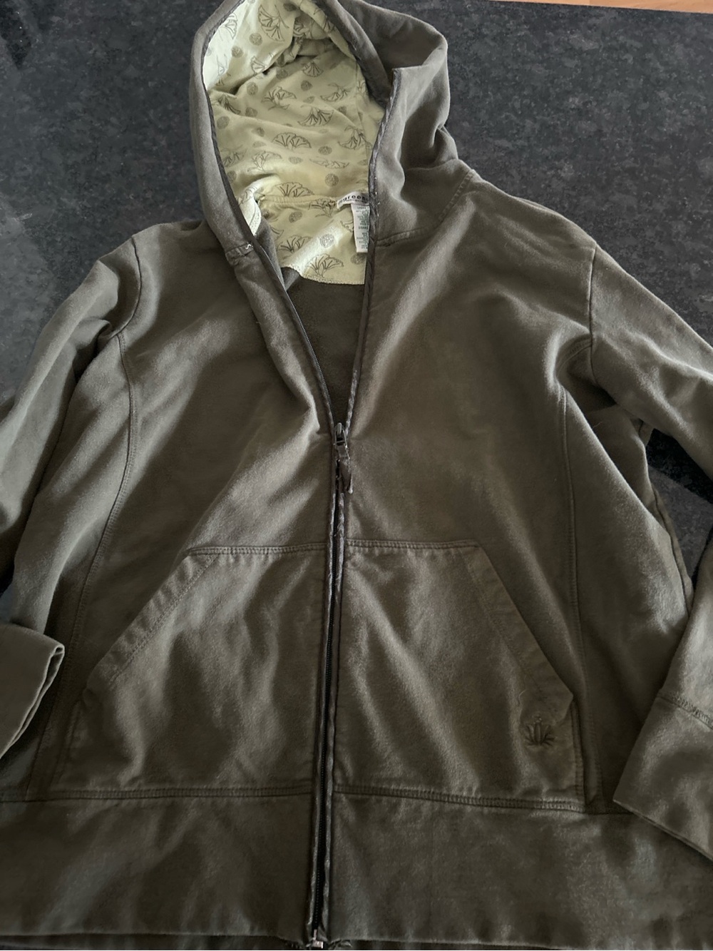 Greensource Organic Cotton Zip Hoodie Jacket Women’s XL Olive Green Eco Friendly